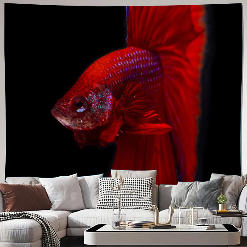 Ocean Aquarium - Canlı kırmızı Betta balığı goblen duvar